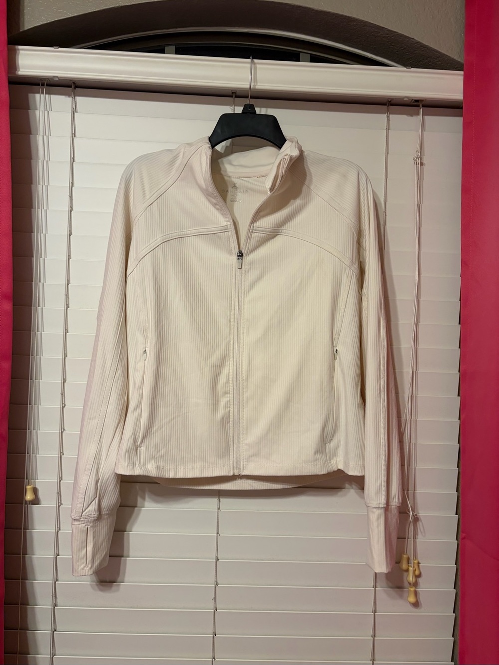 Danskin Cream Lightweight Full-Zip Bomber Jacket